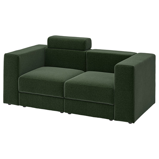 JÄTTEBO 2-seat modular sofa, with headrest/Johanneshov dark green, 190x87x95 cm