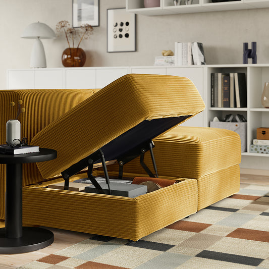 JÄTTEBO 2-seat modular sofa, with headrest/Samsala yellow-brown, 190x87x95 cm