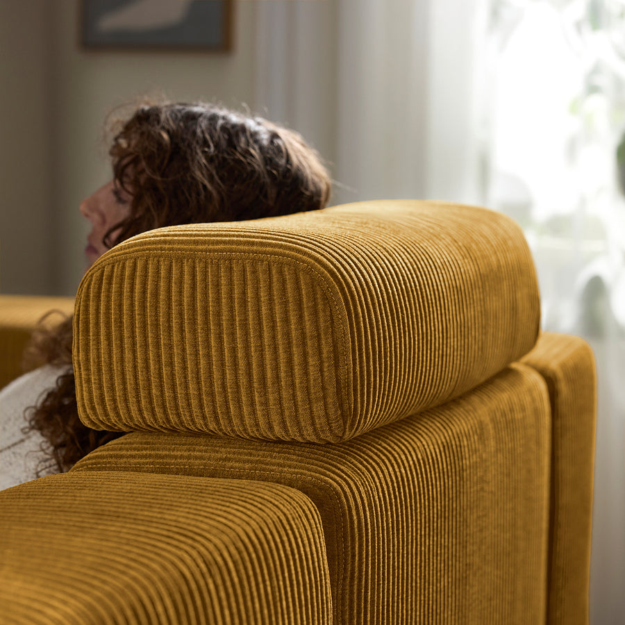 JÄTTEBO 2-seat modular sofa, with headrest/Samsala yellow-brown, 190x87x95 cm
