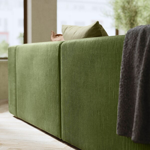 JÄTTEBO - 2-seater sectional sofa with headrest/Samsala dark yellow-green ,