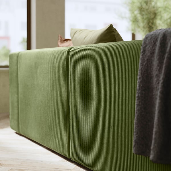 JÄTTEBO 2-seat modular sofa, with headrest/Samsala dark yellow-green, 190x87x95 cm