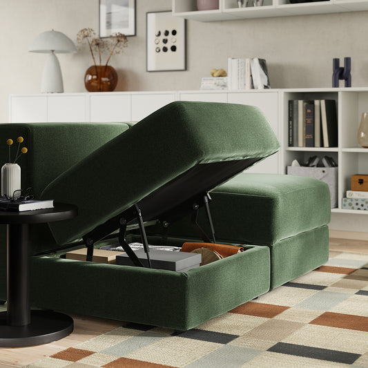 JÄTTEBO 2-seat modular sofa, Johanneshov dark green, 190x71x95 cm