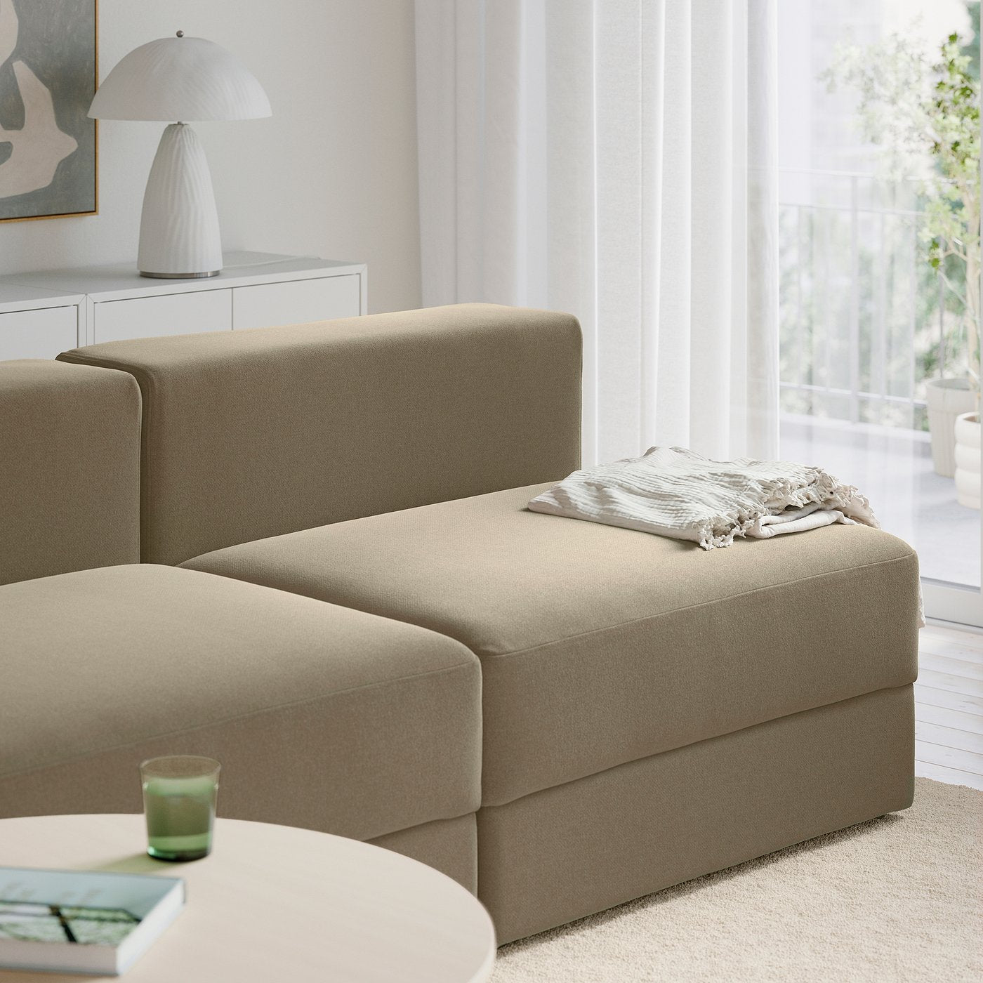 JÄTTEBO 4,5-seat modular sofa, Johanneshov brown-beige, 285x71x95 cm