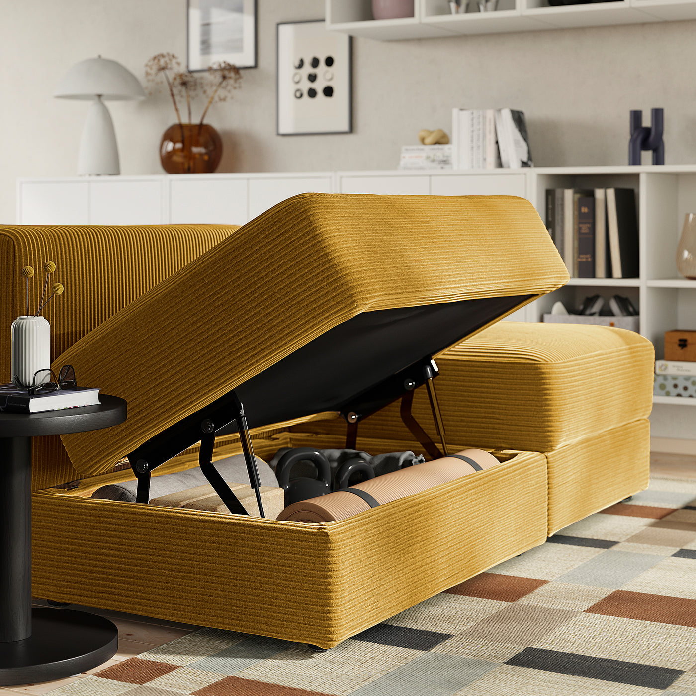 JÄTTEBO 4,5-seat modular sofa, Samsala yellow-brown, 285x71x95 cm
