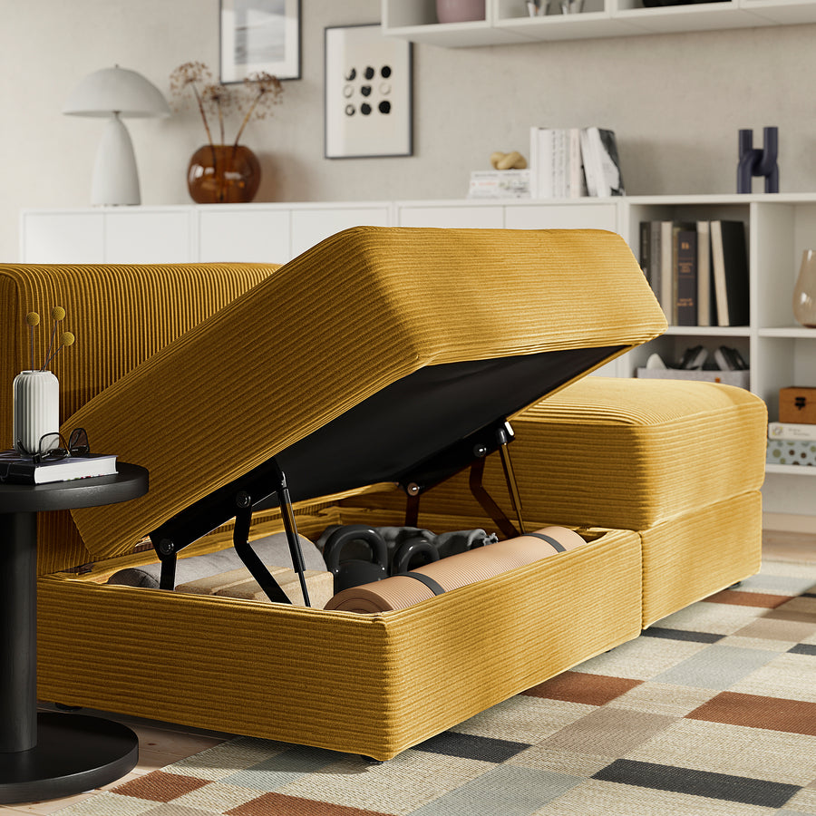 JÄTTEBO 4,5-seat modular sofa, Samsala yellow-brown, 285x71x95 cm