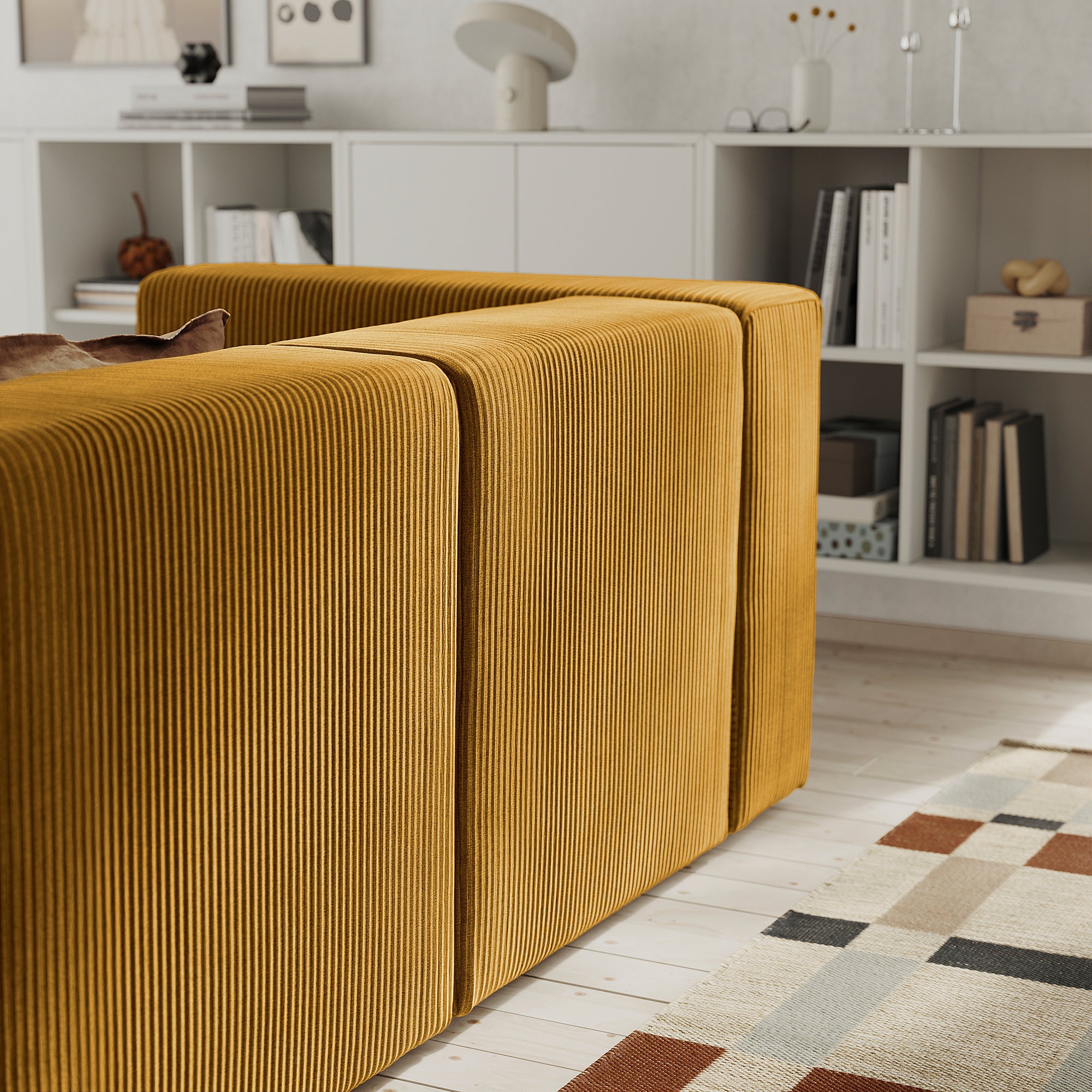 JÄTTEBO 4,5-seat modular sofa, Samsala yellow-brown, 285x71x95 cm