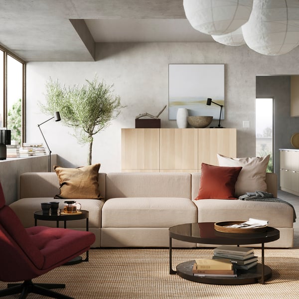 JÄTTEBO 4,5-seat modular sofa, Samsala grey-beige, 285x71x95 cm