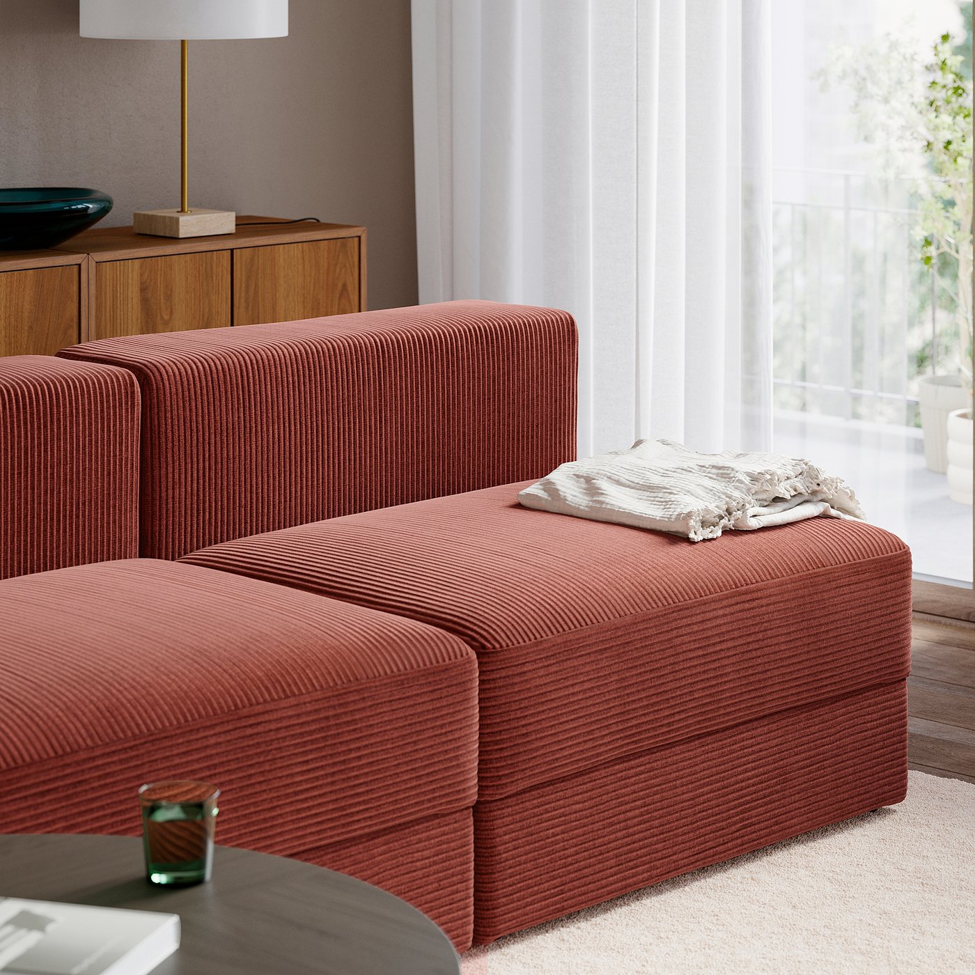 JÄTTEBO 4,5-seat modular sofa, Samsala brown-red, 285x71x95 cm
