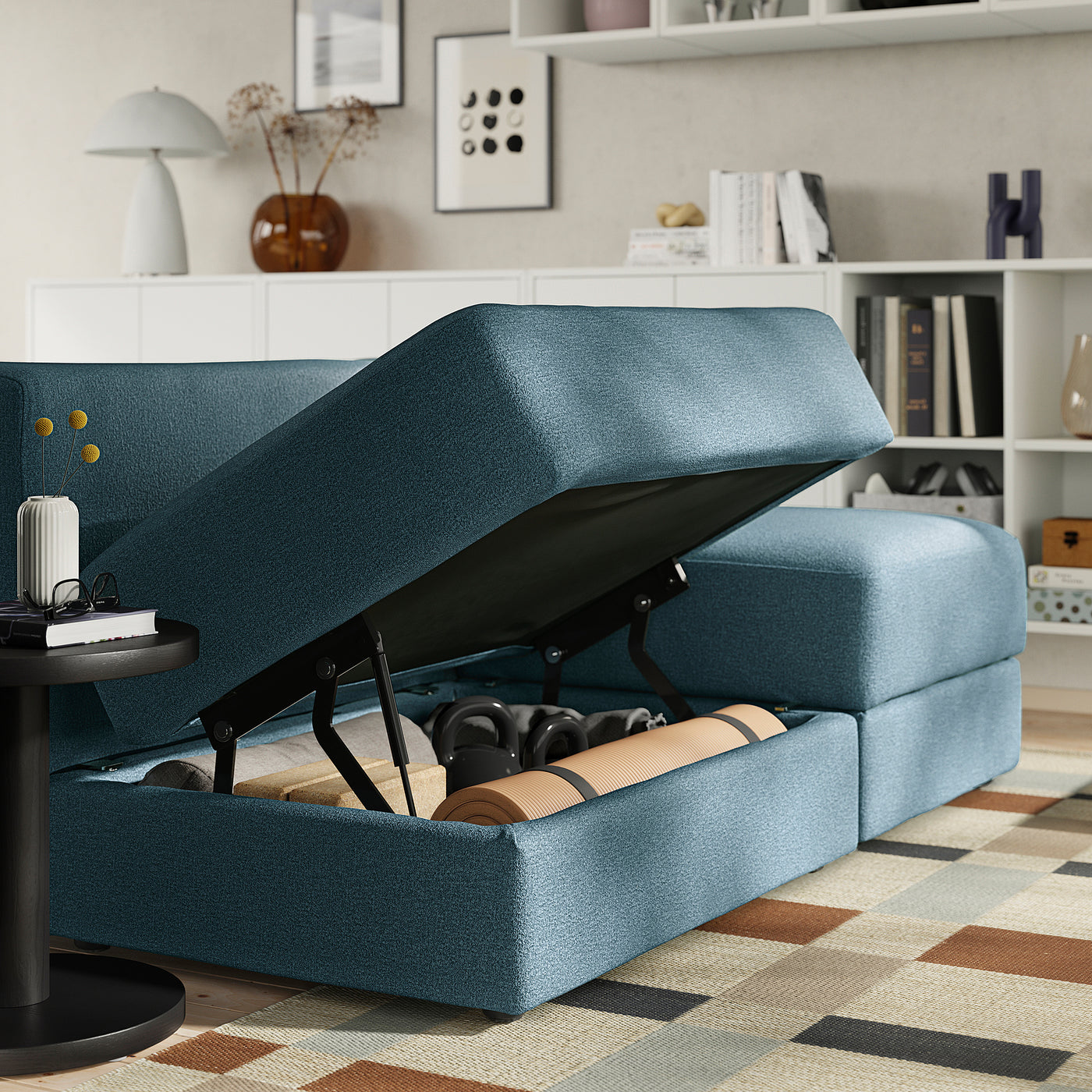 JÄTTEBO modular corner sofa, 6 seat, Axvall dark grey-blue, 25x71x95 cm