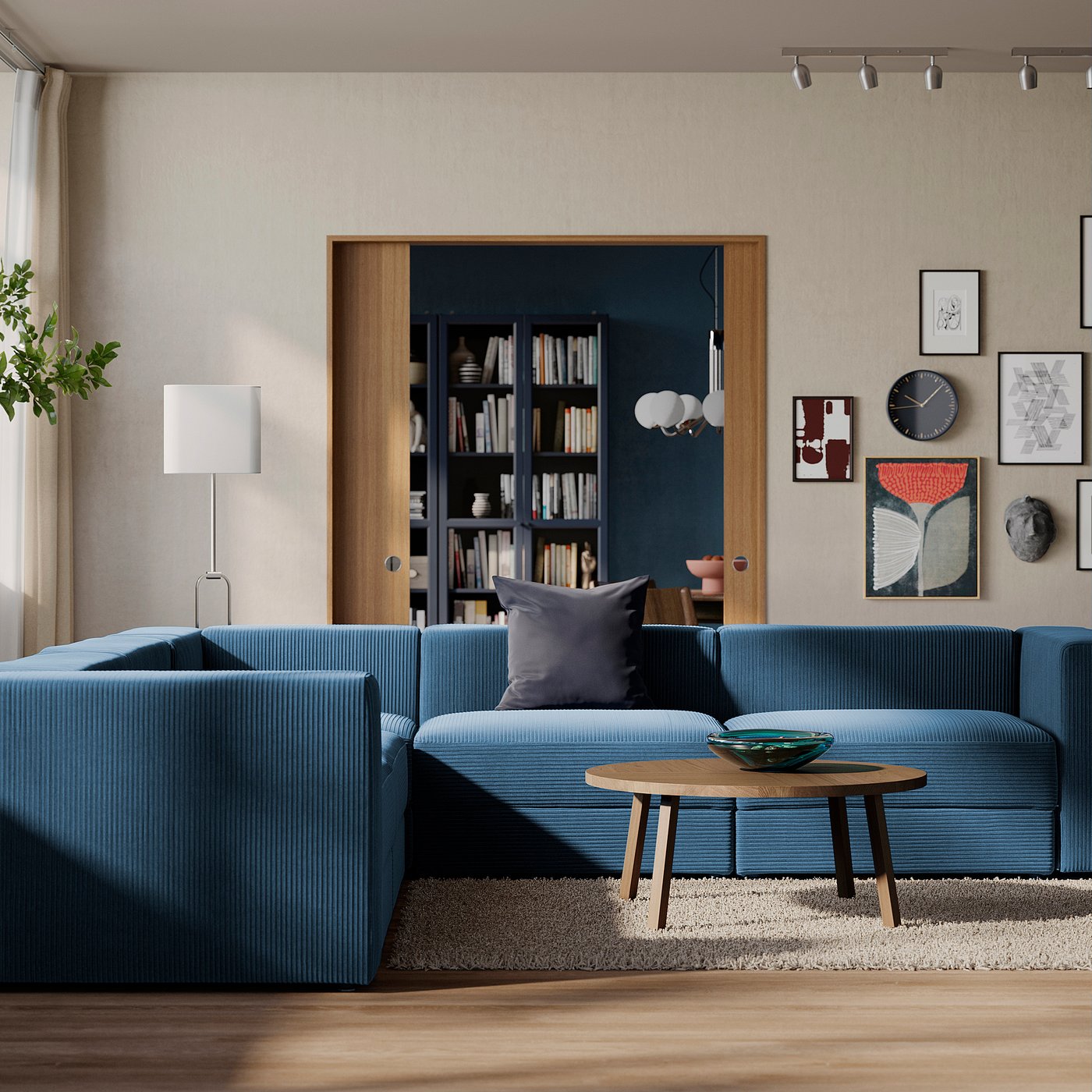 JÄTTEBO modular corner sofa, 6 seat, Samsala dark blue, 25x71x95 cm