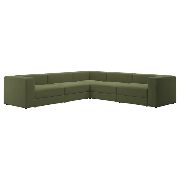 JÄTTEBO modular corner sofa, 6 seat, Samsala dark yellow-green, 25x71x95 cm