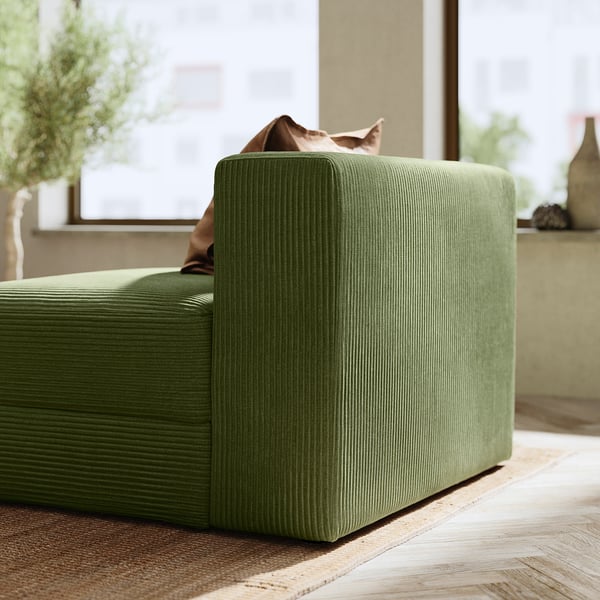 JÄTTEBO - 1.5-seater element with container, Samsala dark yellow-green ,