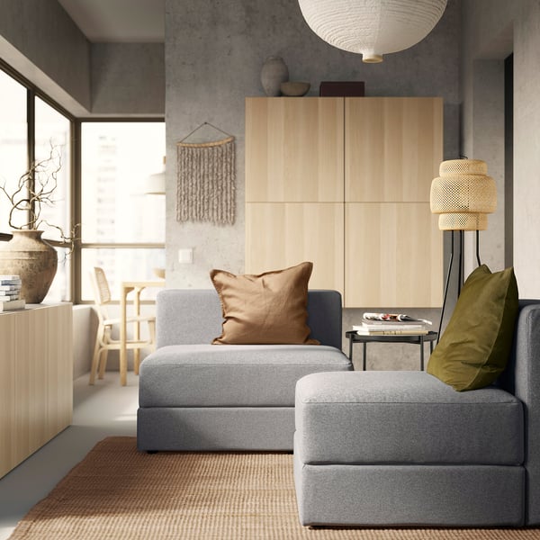 JÄTTEBO 1,5-seat module with storage, Tonerud grey, 95x71x95 cm