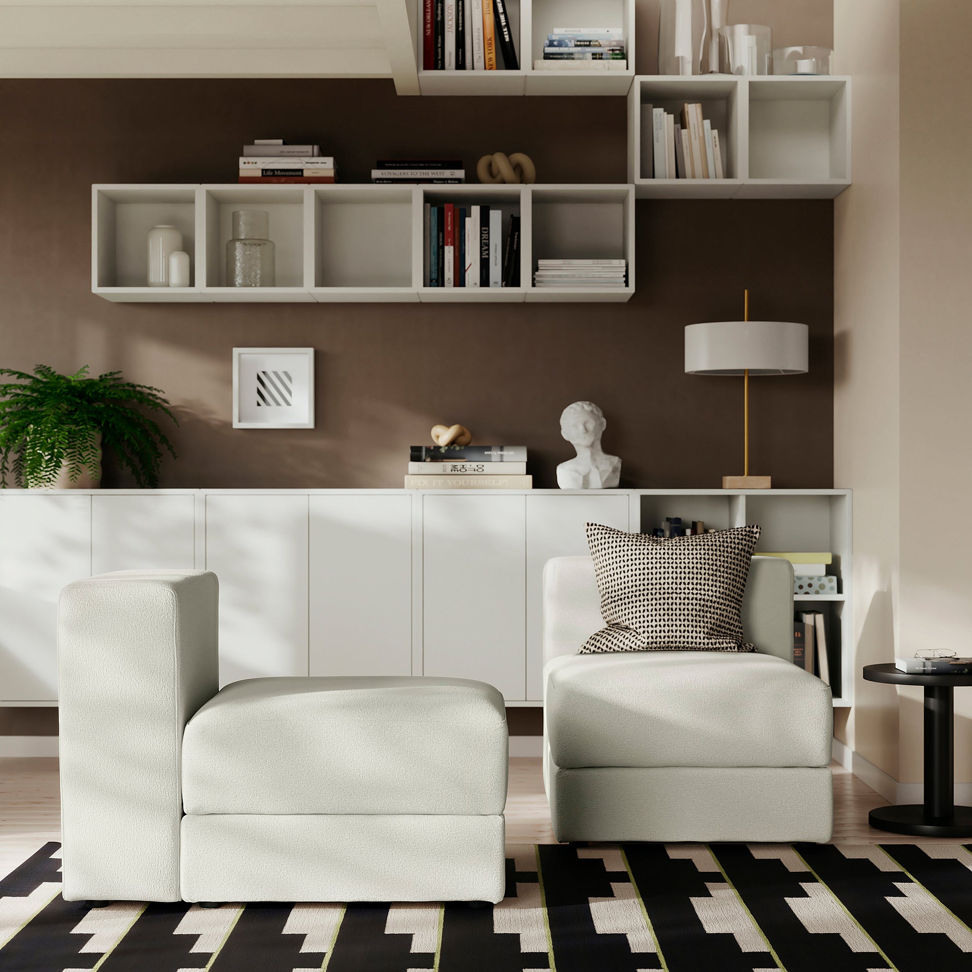 JÄTTEBO 1-seat module with storage, Axvall off-white, 70x71x95 cm