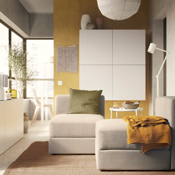 JÄTTEBO 1-seat module with storage, Samsala grey-beige, 70x71x95 cm
