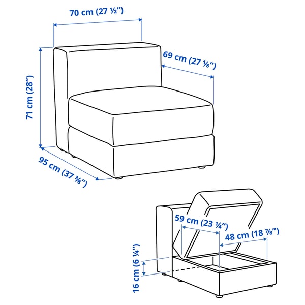 JÄTTEBO - 1-place element with container, grey Tonerud ,