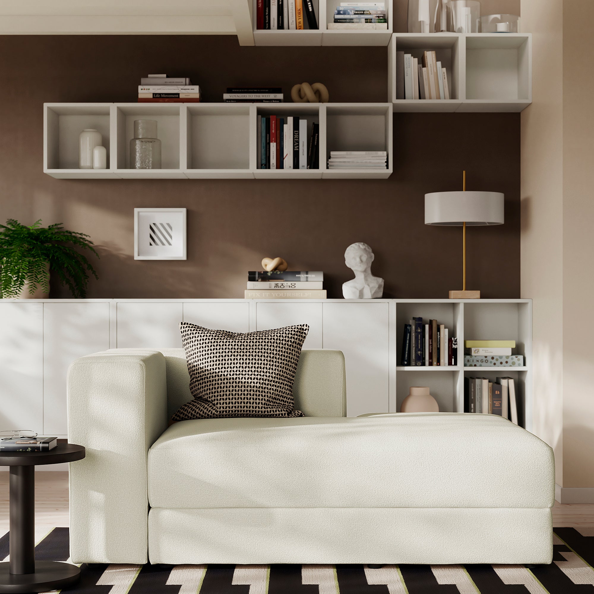 JÄTTEBO chaise longue module, right, with armrest/Axvall off-white, 95x71x160 cm