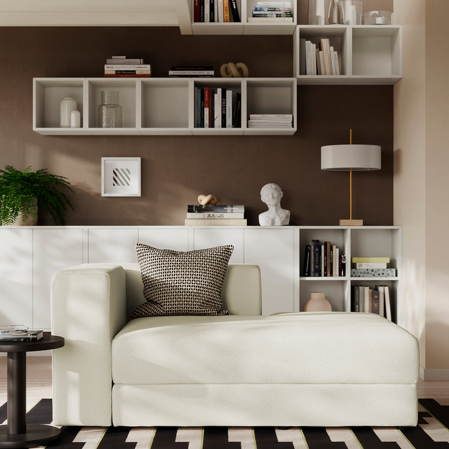 JÄTTEBO chaise longue module, right, with armrest/Axvall off-white, 95x71x160 cm