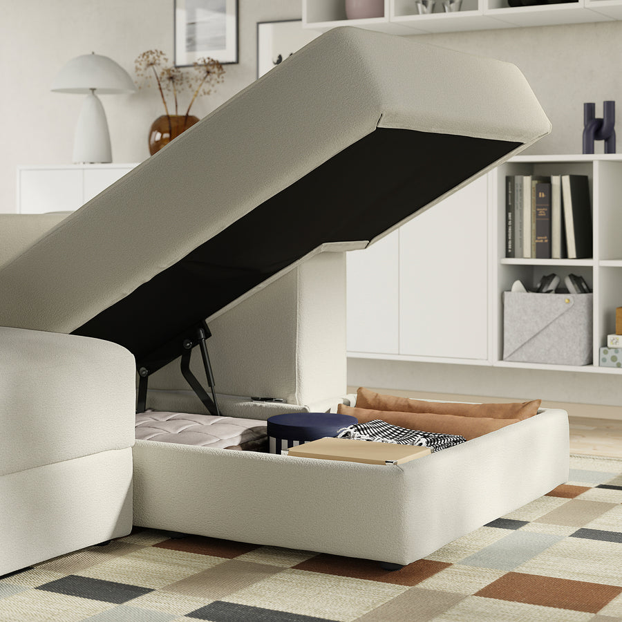 JÄTTEBO chaise longue module, right, with armrest/Axvall off-white, 95x71x160 cm