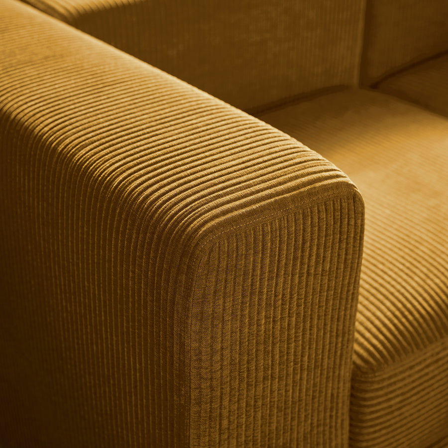 JÄTTEBO chaise longue module, right, with armrest/Samsala yellow-brown, 95x71x160 cm