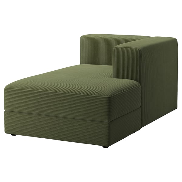 JÄTTEBO chaise longue module, right, with armrest/Samsala dark yellow-green, 95x71x160 cm
