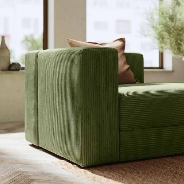 JÄTTEBO chaise longue module, right, with armrest/Samsala dark yellow-green, 95x71x160 cm