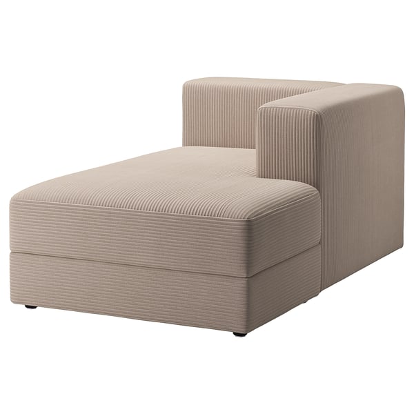 JÄTTEBO chaise longue module, right, with armrest/Samsala grey-beige, 95x71x160 cm