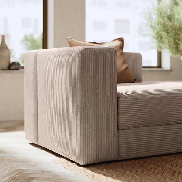 JÄTTEBO - chaise-longue element right, with armrest/Samsala grey/beige ,