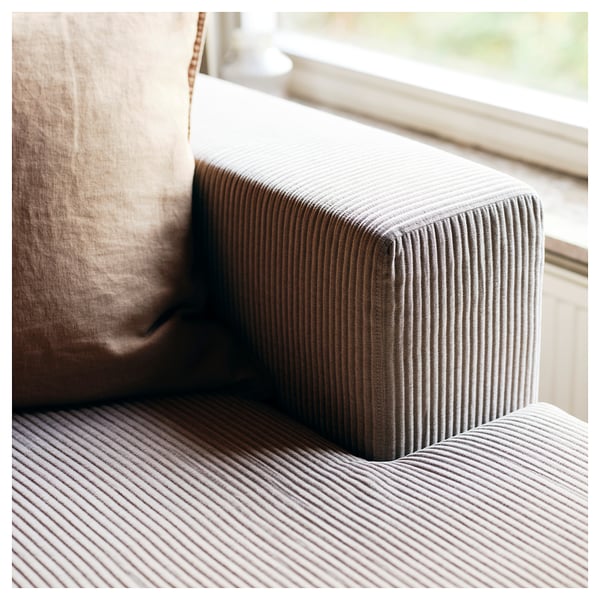 JÄTTEBO chaise longue module, right, with armrest/Samsala grey-beige, 95x71x160 cm