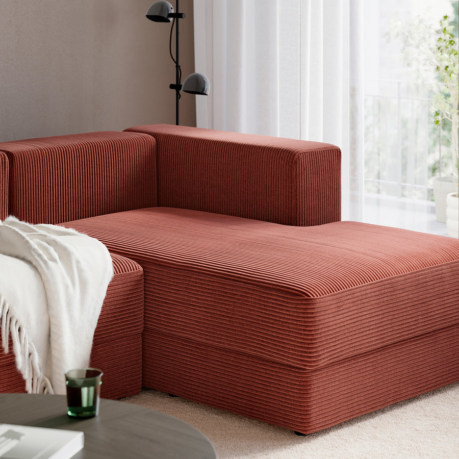 JÄTTEBO chaise longue module, right, with armrest/Samsala brown-red, 95x71x160 cm
