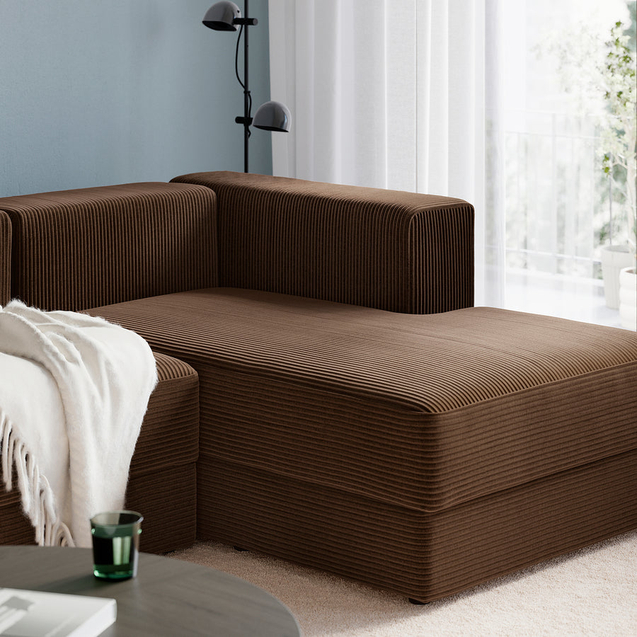 JÄTTEBO chaise longue module, right, with armrest/Samsala dark brown, 95x71x160 cm