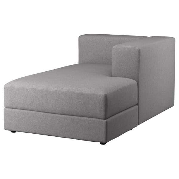 JÄTTEBO chaise longue module, right, with armrest/Tonerud grey, 95x71x160 cm