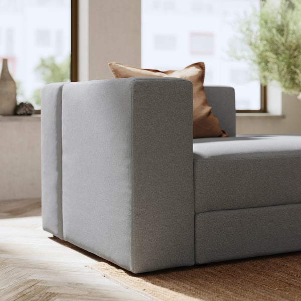JÄTTEBO chaise longue module, right, with armrest/Tonerud grey, 95x71x160 cm