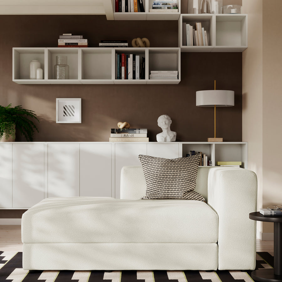 JÄTTEBO chaise longue module, left, with armrest/Axvall off-white, 95x71x160 cm