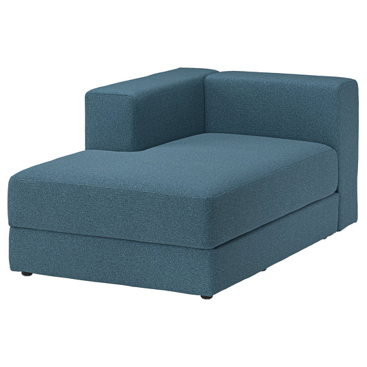 JÄTTEBO chaise longue module, left, with armrest/Axvall dark grey-blue, 95x71x160 cm