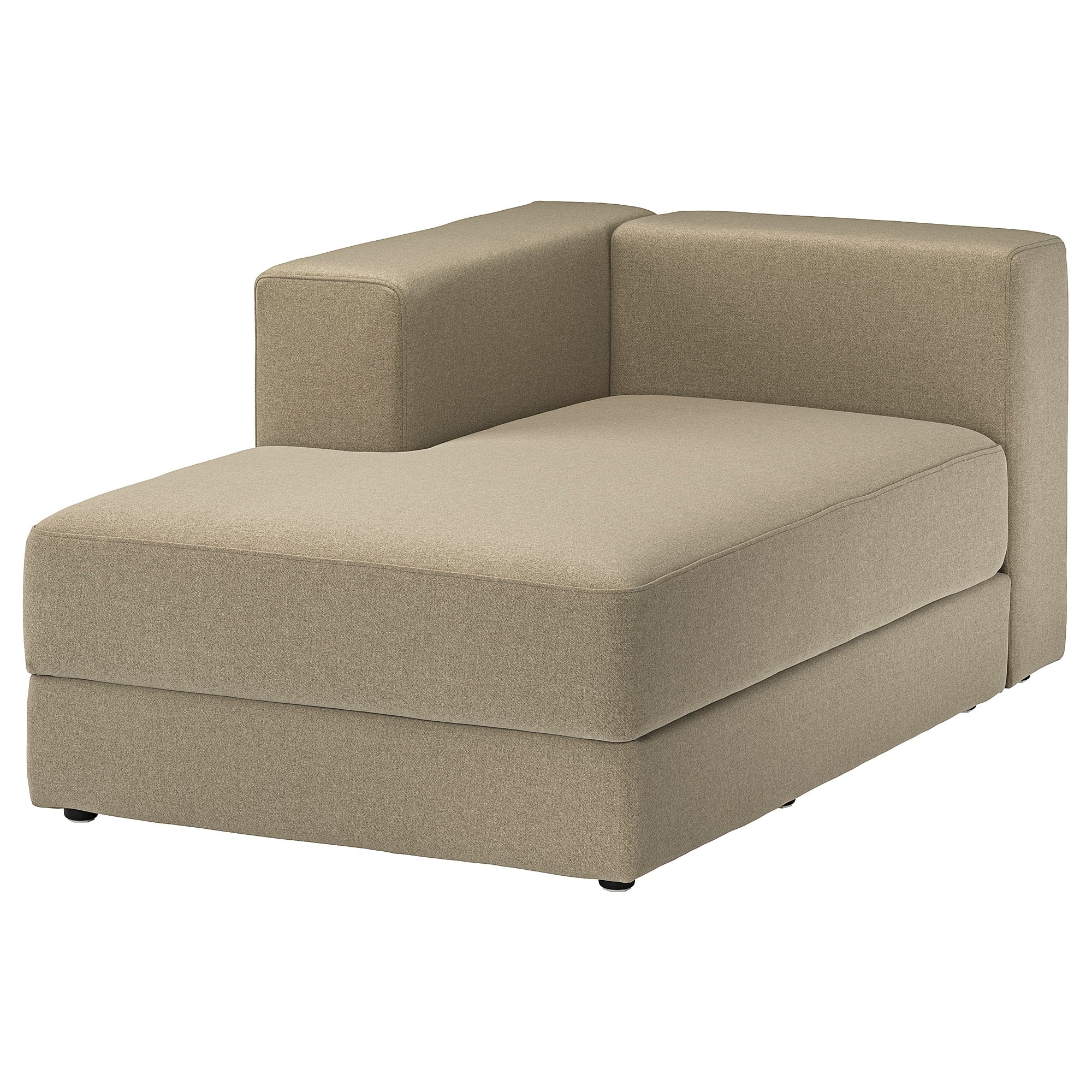 JÄTTEBO chaise longue module, left, with armrest/Johanneshov brown-beige, 95x71x160 cm