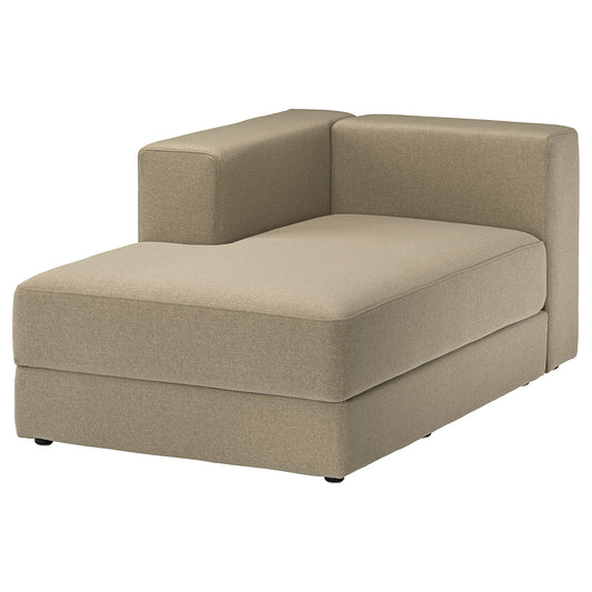 JÄTTEBO chaise longue module, left, with armrest/Johanneshov brown-beige, 95x71x160 cm