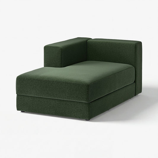 JÄTTEBO chaise longue module, left, with armrest/Johanneshov dark green, 95x71x160 cm