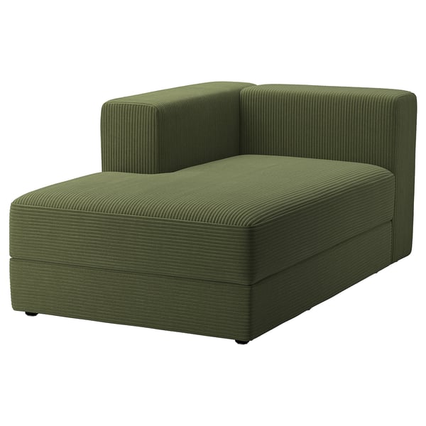 JÄTTEBO chaise longue module, left, with armrest/Samsala dark yellow-green, 95x71x160 cm