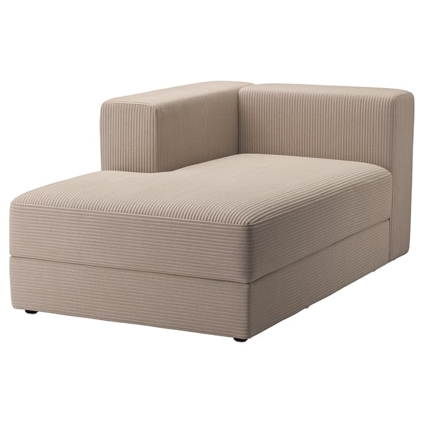 JÄTTEBO chaise longue module, left, with armrest/Samsala grey-beige, 95x71x160 cm