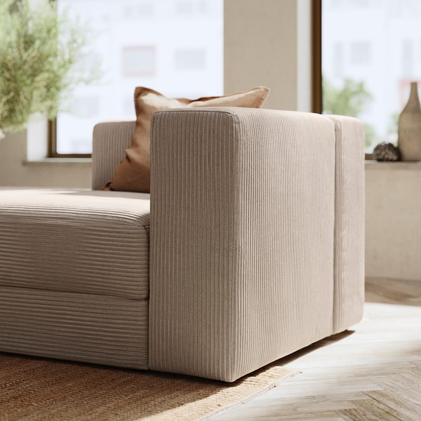 JÄTTEBO chaise longue module, left, with armrest/Samsala grey-beige, 95x71x160 cm