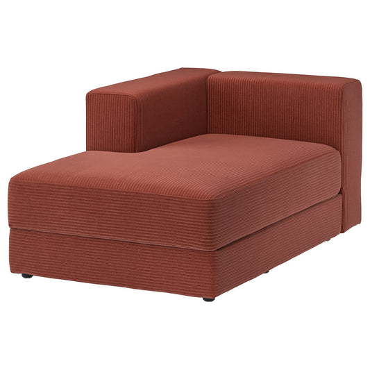 JÄTTEBO chaise longue module, left, with armrest/Samsala brown-red, 95x71x160 cm