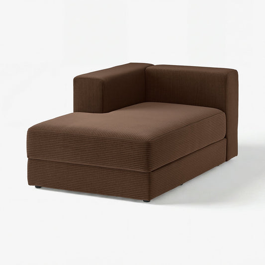 JÄTTEBO chaise longue module, left, with armrest/Samsala dark brown, 95x71x160 cm