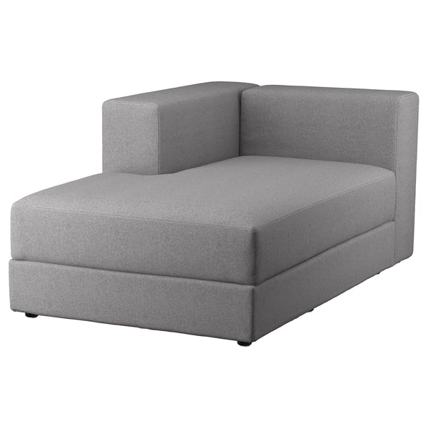 JÄTTEBO chaise longue module, left, with armrest/Tonerud grey, 95x71x160 cm