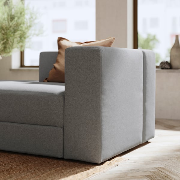 JÄTTEBO chaise longue module, left, with armrest/Tonerud grey, 95x71x160 cm