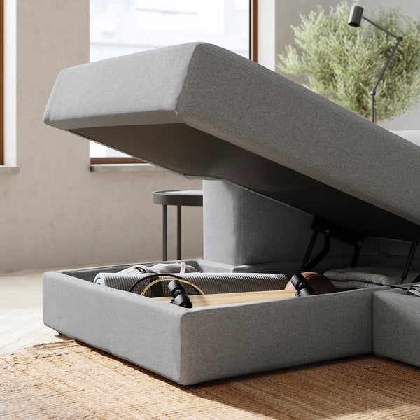 JÄTTEBO - Left chaise-longue element, with armrest / Gray Tonerud ,