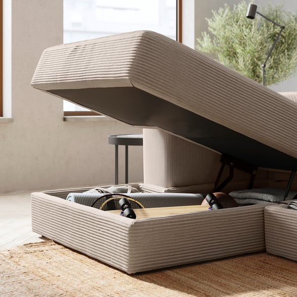 JÄTTEBO chaise longue module, left, Samsala grey-beige, 95x71x160 cm