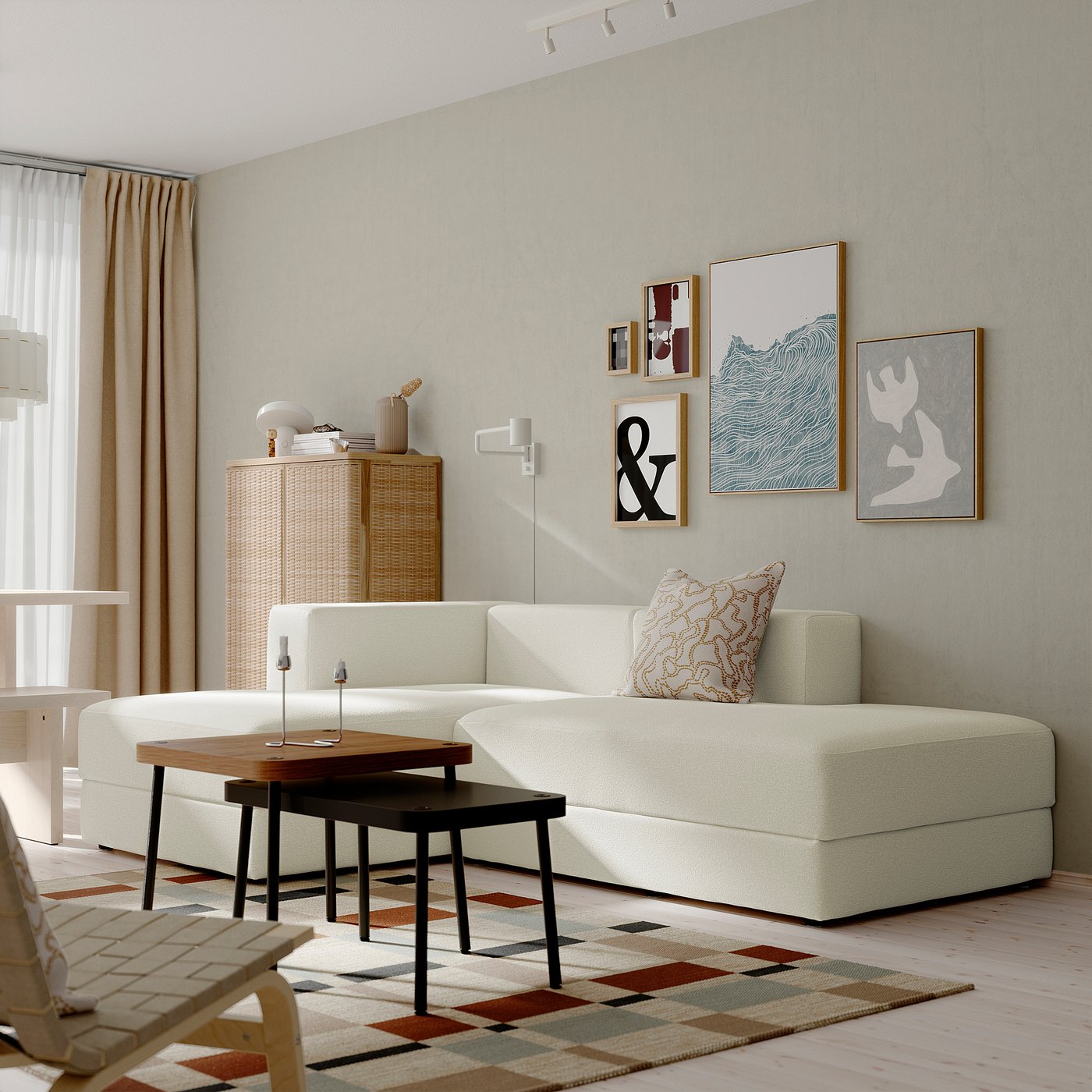 JÄTTEBO chaise longue modules, Axvall off-white, 229x71x160 cm