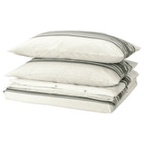 JÄTTEFRÄKEN duvet cover and 2 pillowcases, white/dark grey, 240x220/50x80 cm