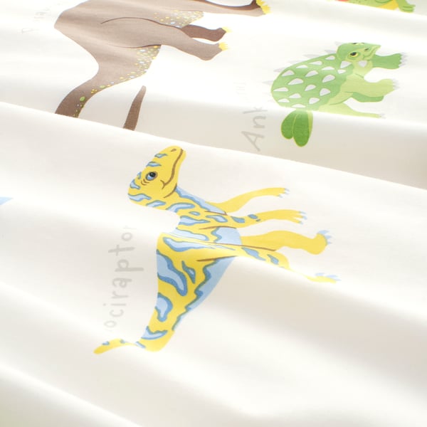 JÄTTELIK - JÄTTELIK Duvet cover and pillowcase, Dinosaurs/white, 150x200/50x80 cm